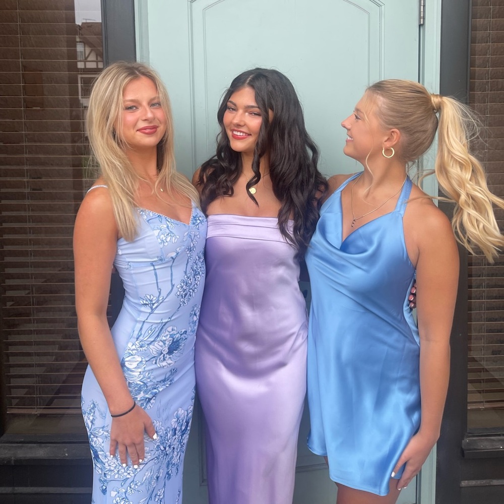 Elegant Satin Dresses in Blue and Purple
